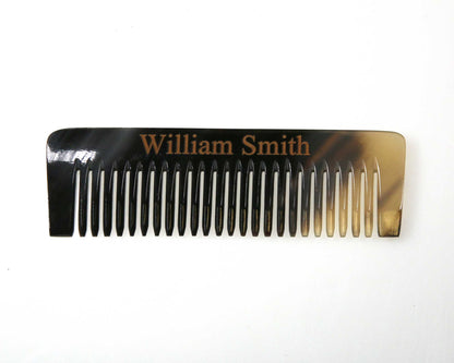 Personalised multi-coloured handmade real horn mini pocket comb 4 inches