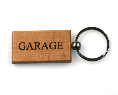 personalised rectangular beech wood key ring