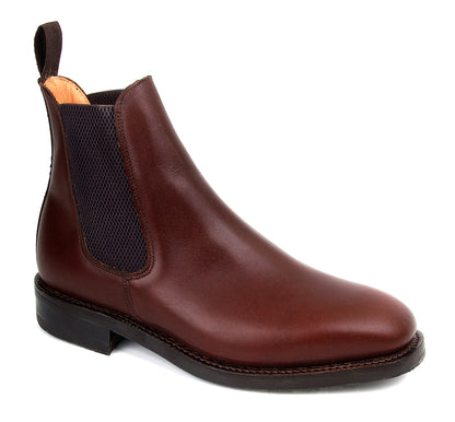 TOWCESTER Mens G Fit Chelsea Boot Rubber Sole Dark Brown Calf