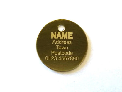 Engraveable 'Brass' 1 inch Dog / Pet ID Tag