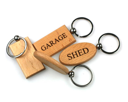 personalised oval beech wood key ring