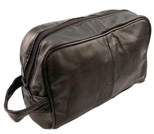 large leather shoeshine kitbag / washbag