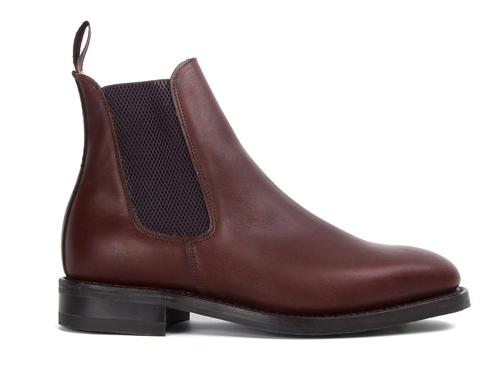 TOWCESTER Men's G Fit Chelsea Boot Dark Brown Calf Side