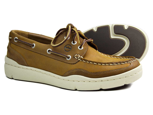 Mens Abersoch Deck Shoe in Sand Nubuck by Orca Bay