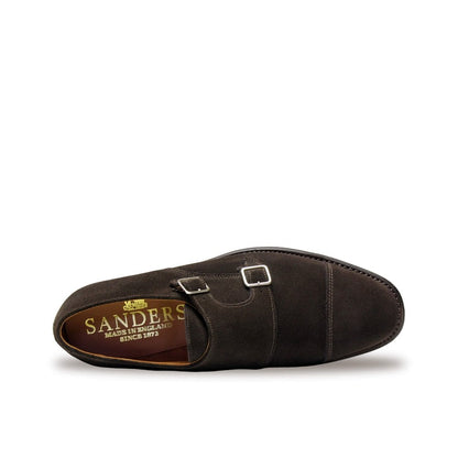 ALEX Brown Suede Double Monk Strap Shoes by Sanders