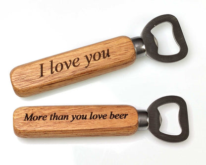 Personalised Engraved  Magnetic Beer Bottle Opener with Wood Handle