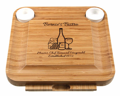 Personalised Large 33cm x 33cm Bamboo Cheeseboard and Knives set Charcuterie Serving Platter