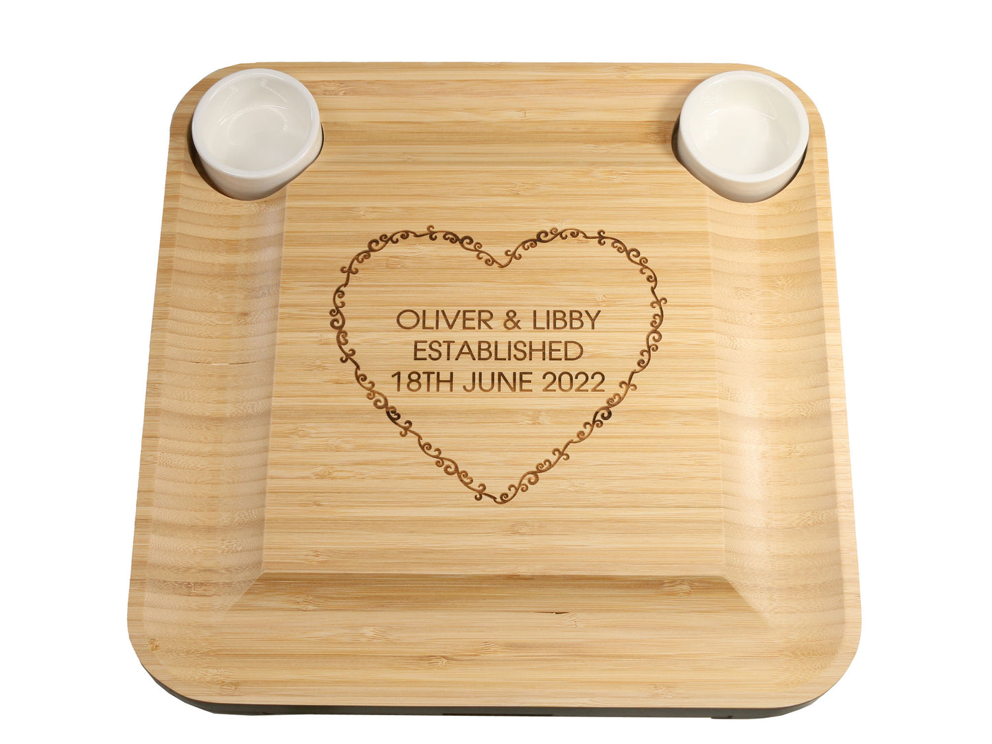 Personalised Large 33cm x 33cm Bamboo Cheeseboard and Knives set Charcuterie Serving Platter