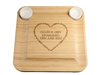 Personalised Large 33cm x 33cm Bamboo Cheeseboard and Knives set Charcuterie Serving Platter