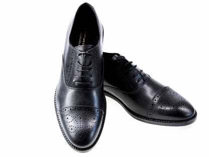 Buxton black calf half brogue oxford shoes