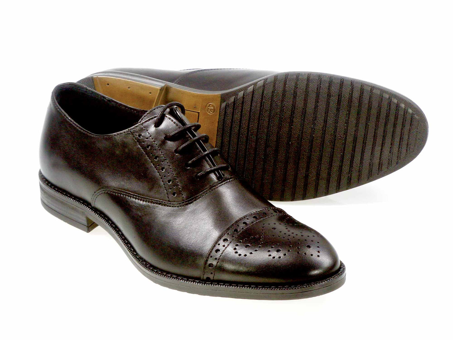 Mens Black Calf Oxford shoes with brogue toe-cap