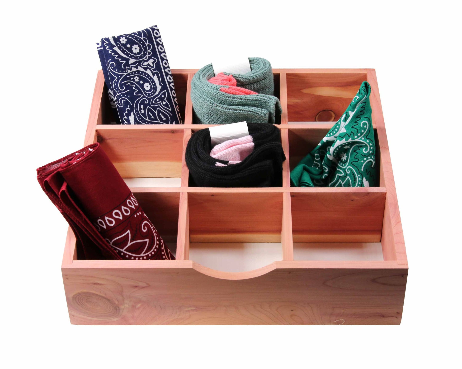 cedar wood sock organiser