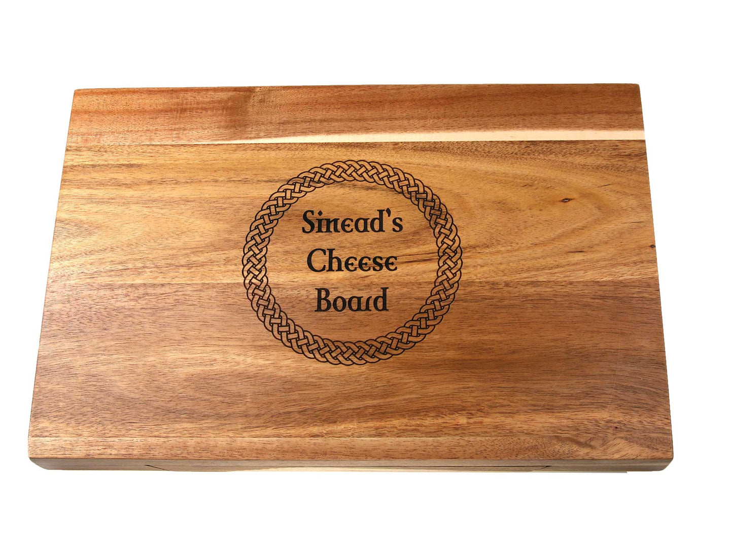 Personalisable Rustic Large Acacia Wood Cheese Board Set 36cm x 24cm