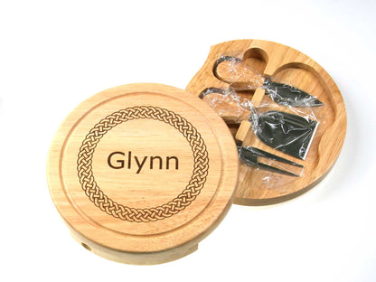 Personalisable 19cm Round Cheeseboard Gift Set with tools