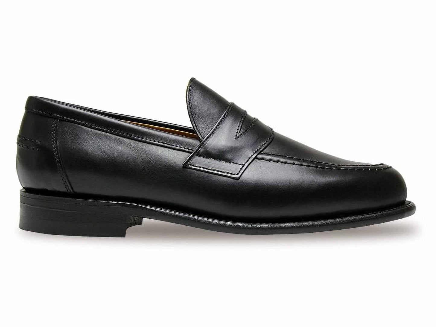 CLIVE Mens Black Calf Penny Loafer with Rubber Sole by Sanders