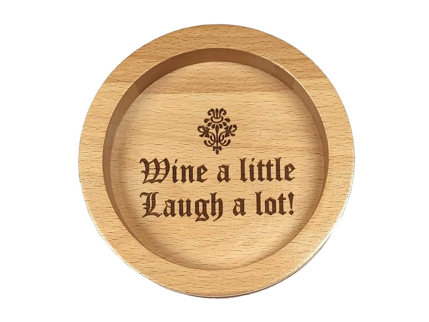 Personalised Wine Bottle Coaster made from Beech wood