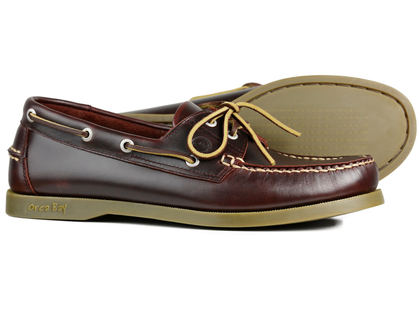 CREEK Mens Burgundy leather deck shoe by Orca Bay