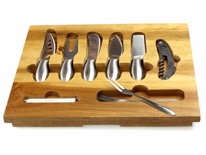 **second ** Premium Deluxe Acacia Wood Cheese Board Set with Cutlery and dishes 44x33cm