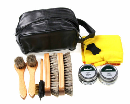 Premium ECO shoe shine kit in leather bag