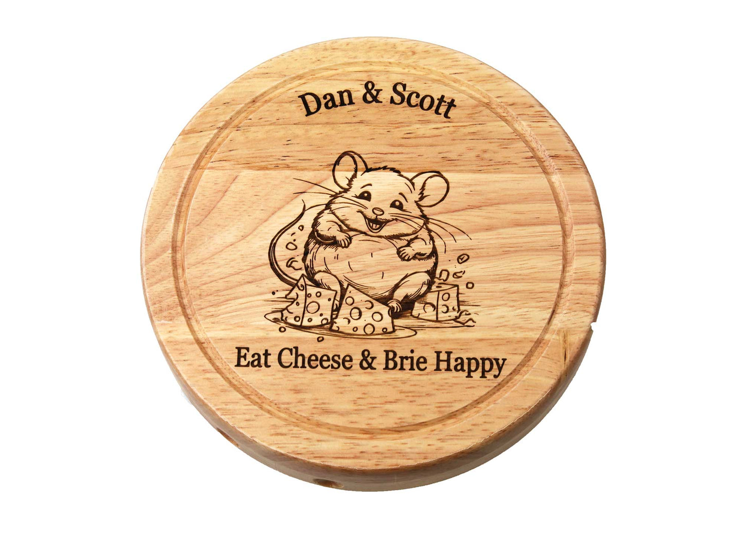 Personalisable 19cm Round Cheeseboard Gift Set with tools