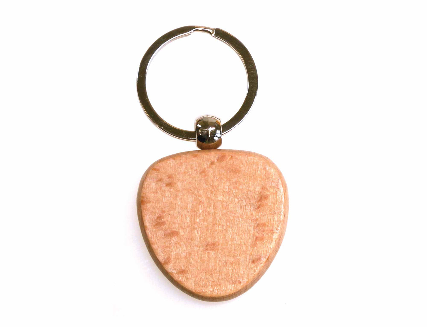 Personalised heart shape beech wood keyring