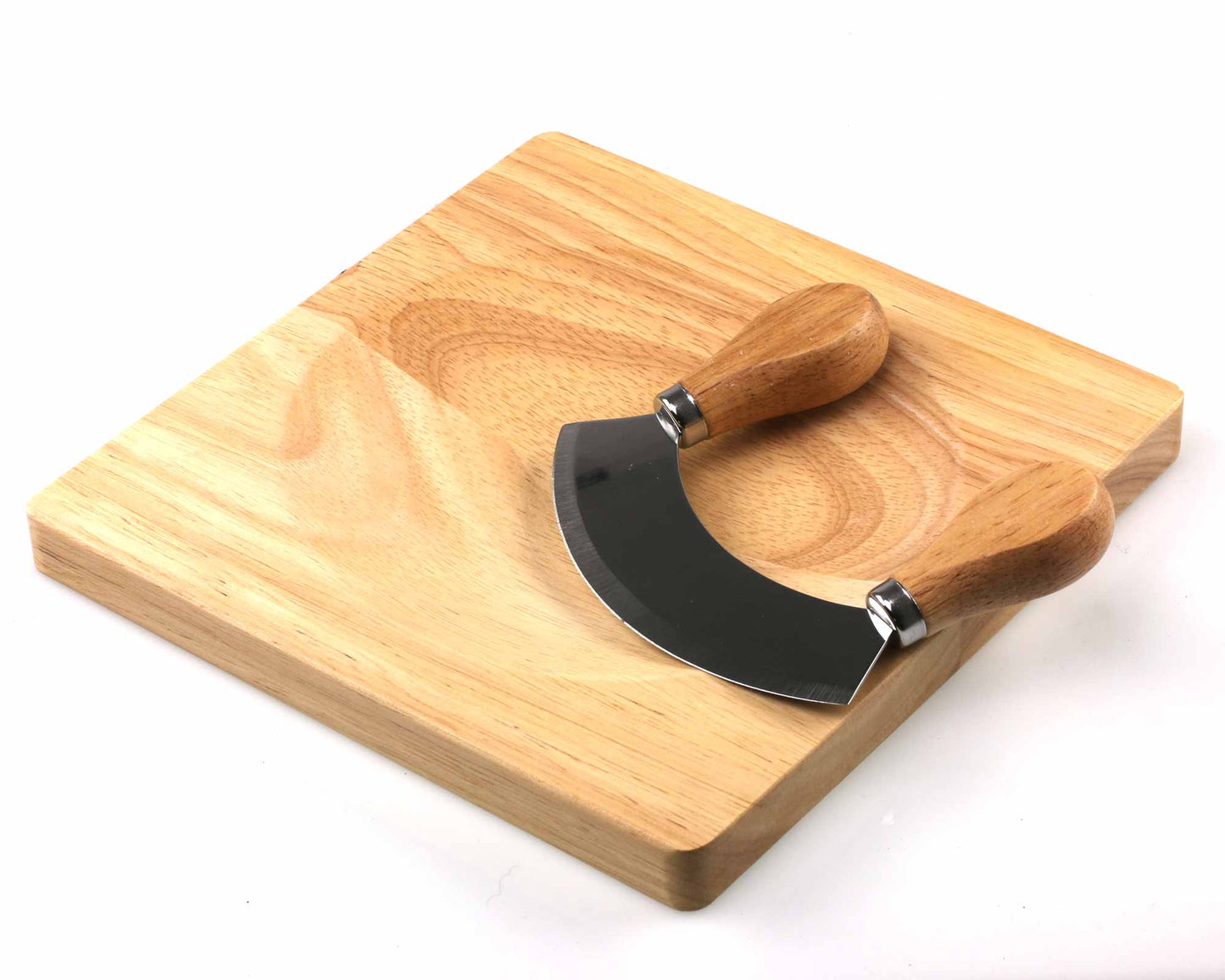 mezzaluna herb chopping board and knife