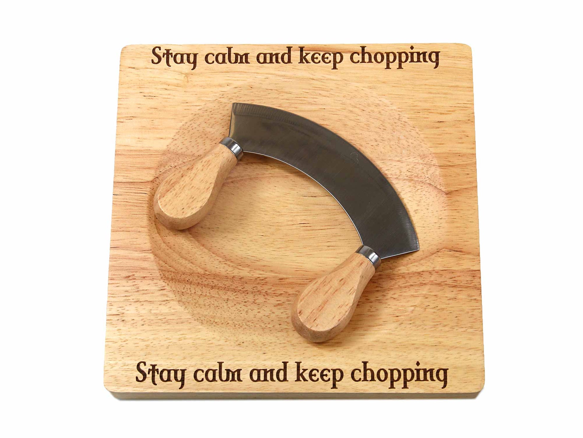 Personalised mezzaluna herb chopper in rubber wood