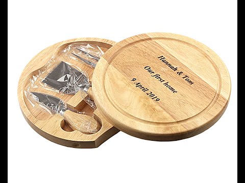 Personalisable 19cm Round Cheeseboard Gift Set with tools