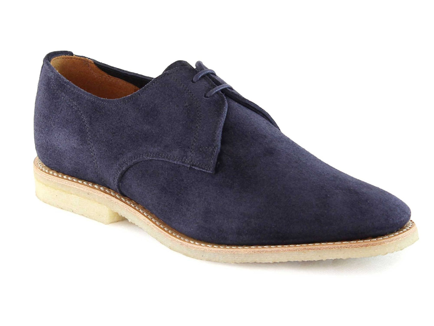 Mens Smart Casual Navy Blue Suede Summer Shoes Crepe Sole