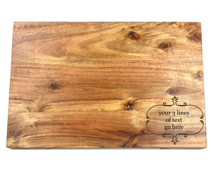 Personalisable Rustic Large Acacia Wood Cheese Board Set 36cm x 24cm