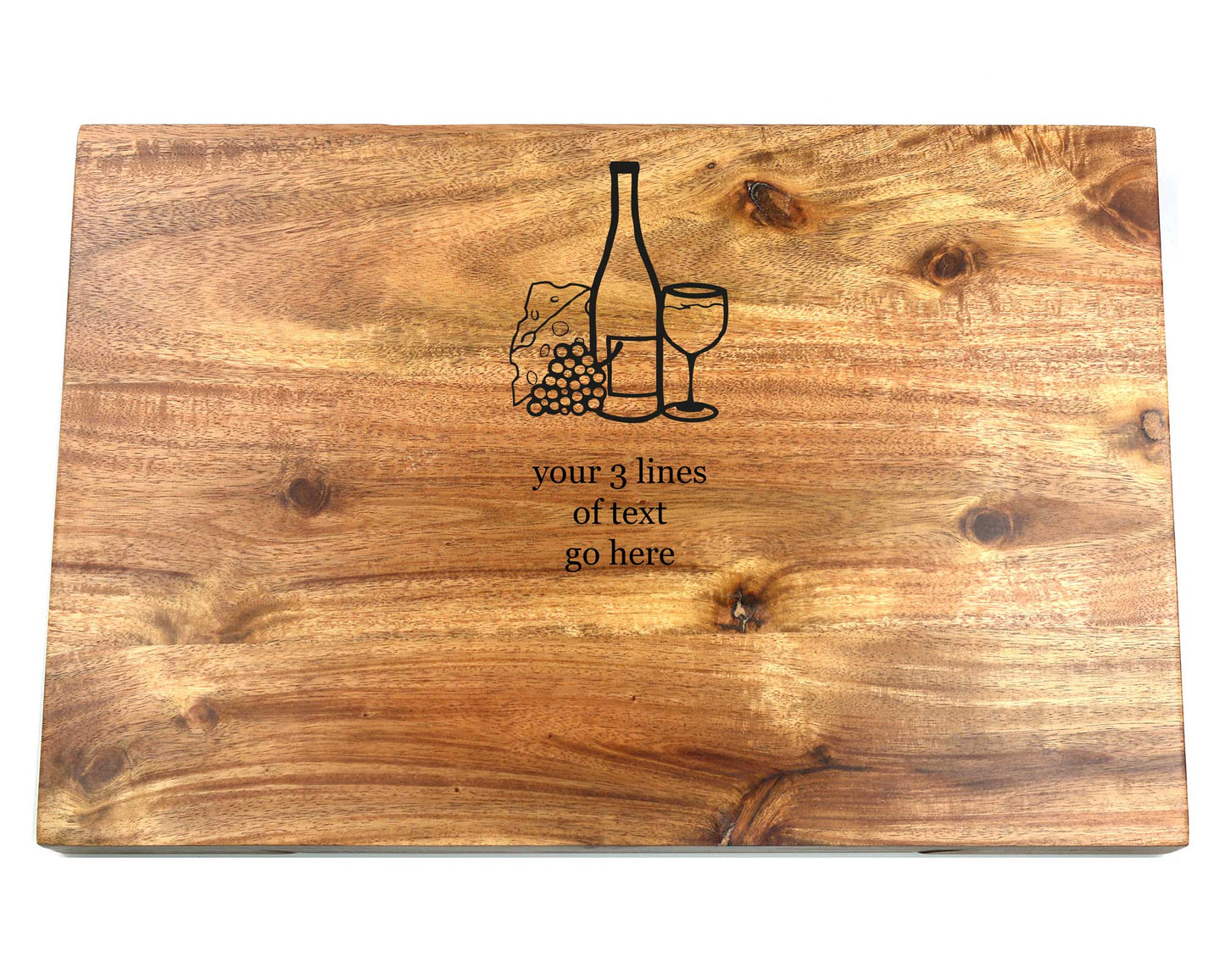 Personalisable Rustic Large Acacia Wood Cheese Board Set 36cm x 24cm