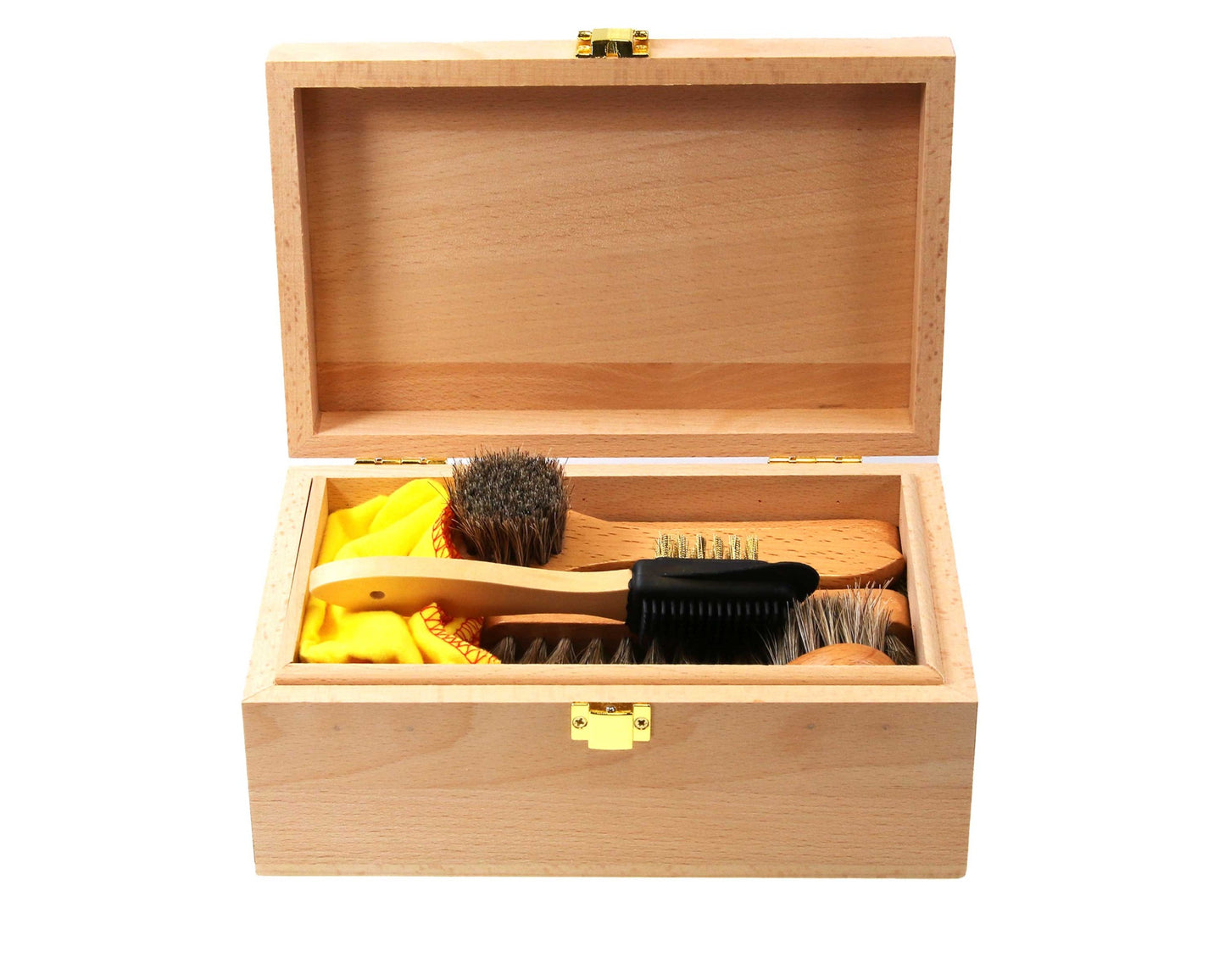 Personalised shoe valet box cleaning kit in beech wood box *No Polish*