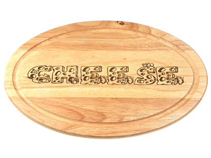 Personalised Oval rubber Wood Bread Cheese Lemon Cutting board 32x19cm