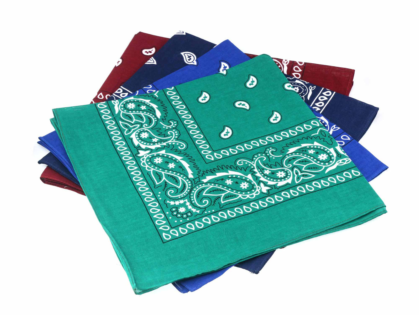 Set of 4 Extra Large 22 inch Paisley Cotton Hankies Bandana Facemask 56cm Square