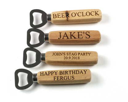 Personalised Engraved  Magnetic Beer Bottle Opener with Wood Handle