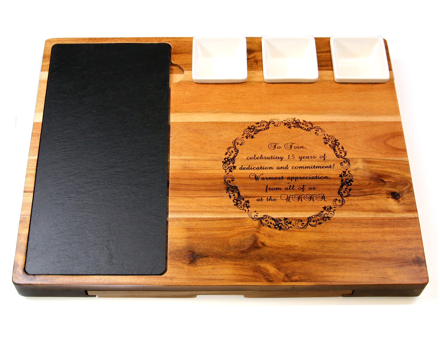 Premium Deluxe Acacia Wood Cheese Board & Knife Set | dishes 44x33cm by Cathcart Elliot