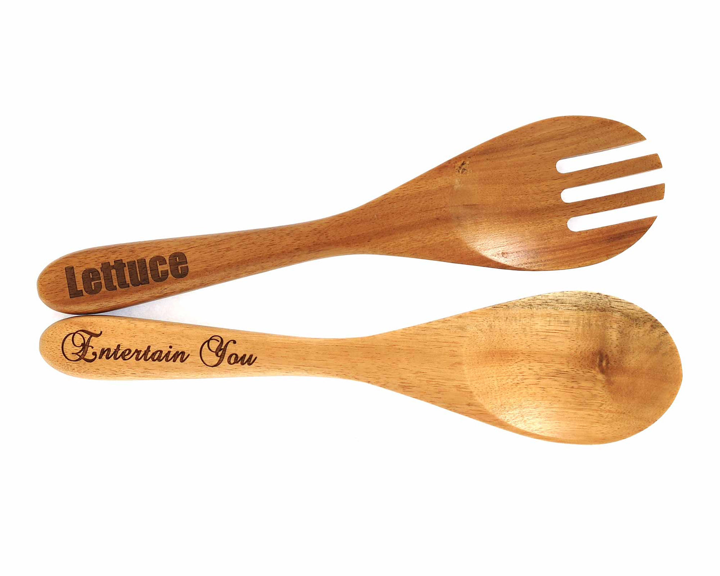 Engraved Salad Spoon in Acacia Wood