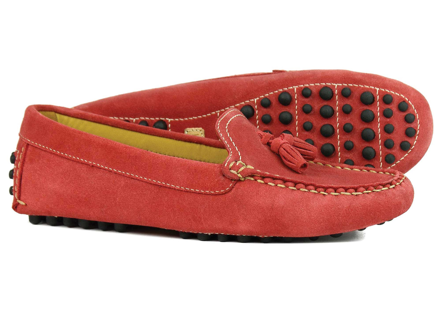 SALCOMBE Ladies Red Suede Driving Loafer with Tassels by orca Bay