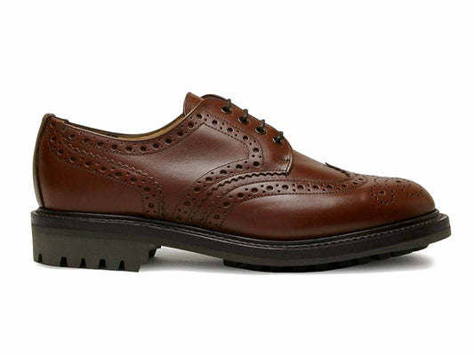 SALISBURY Mens Brown Waxy Brogue with Rubber Sole by Sanders