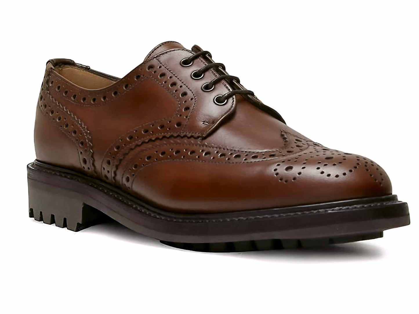 SALISBURY Mens Brown Waxy Brogue with Rubber Sole by Sanders