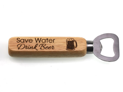 Personalised Engraved  Magnetic Beer Bottle Opener with Wood Handle