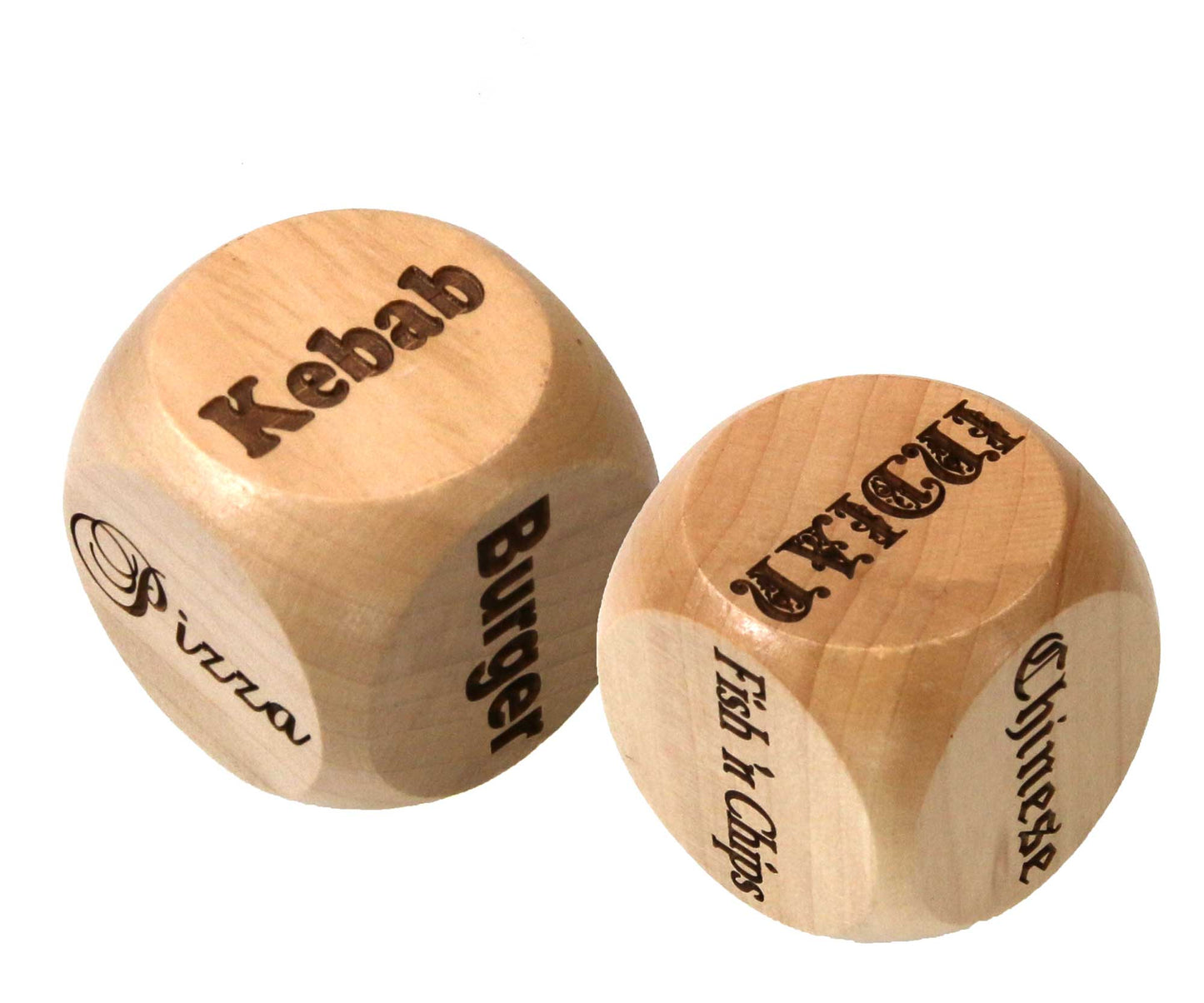 50mm Beech Wood Dice - personalised decision dice - make your own game