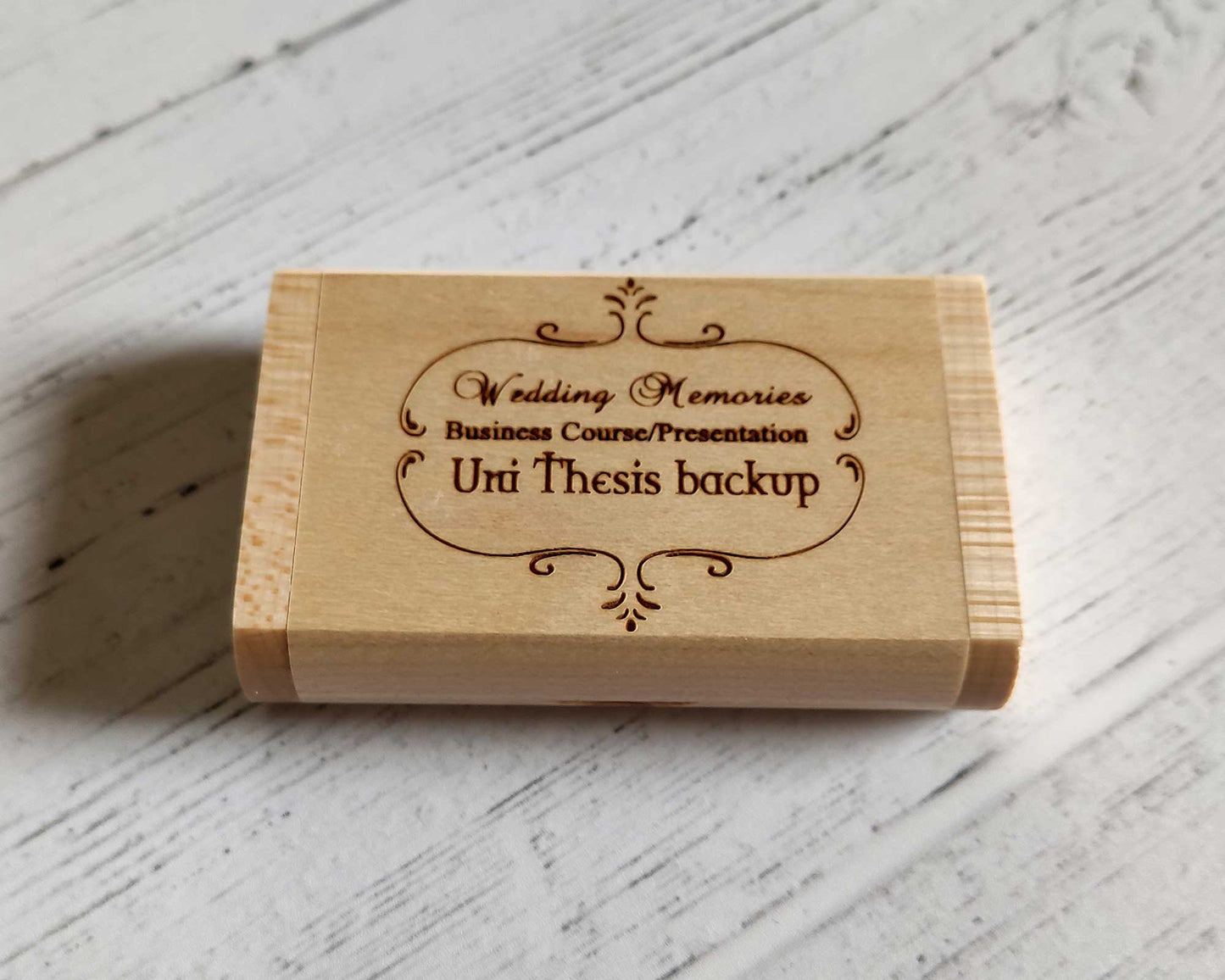 Personalised Maple wood USB 3.0 16GB flash drive in presentation box