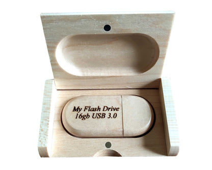 Personalised Maple wood USB 3.0 16GB flash drive in presentation box