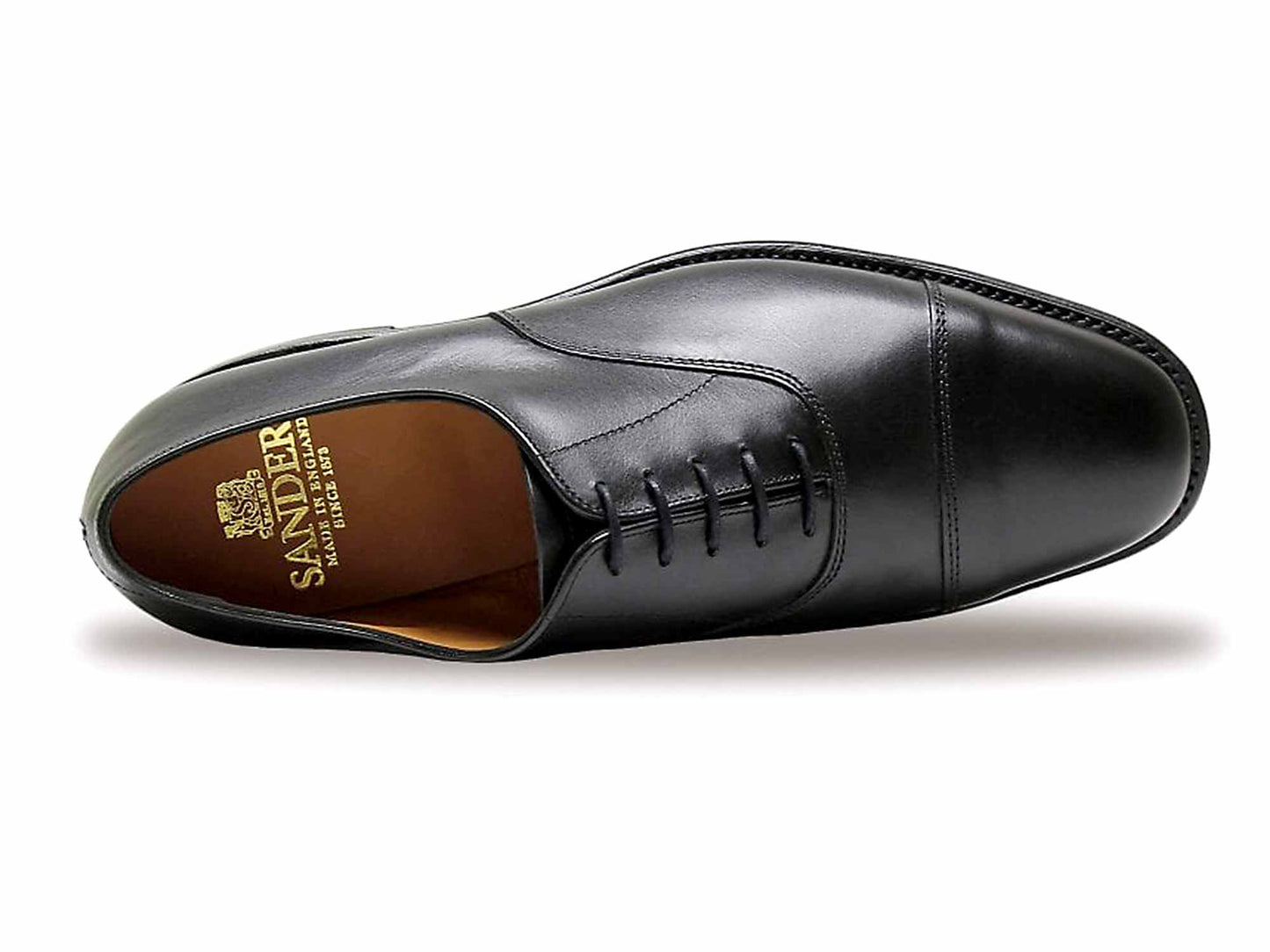 VARDY Mens Black Cap Oxford Shoe with Rubber sole by Sanders