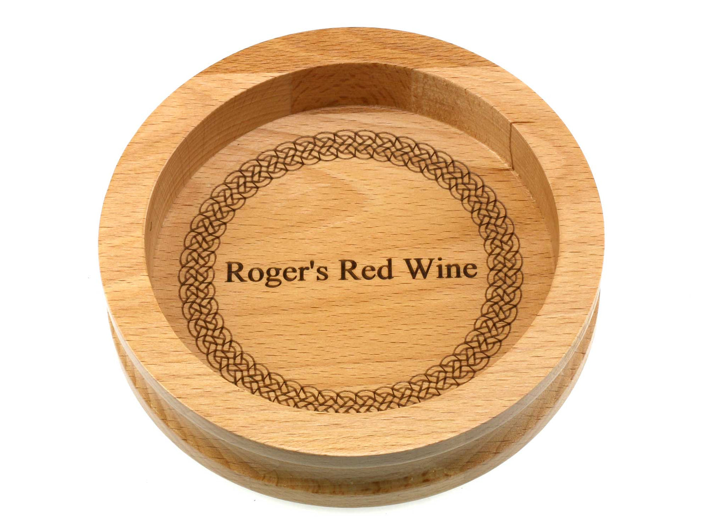 Personalised Wine Bottle Coaster made from Beech wood