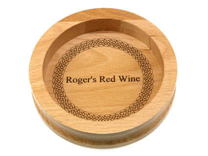 Personalised Wine Bottle Coaster made from Beech wood