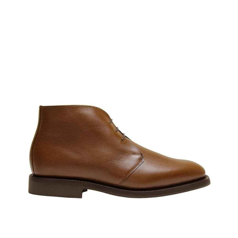 HOLBORN Mens Brown Grain Leather Chukka Boot with Rubber Sole