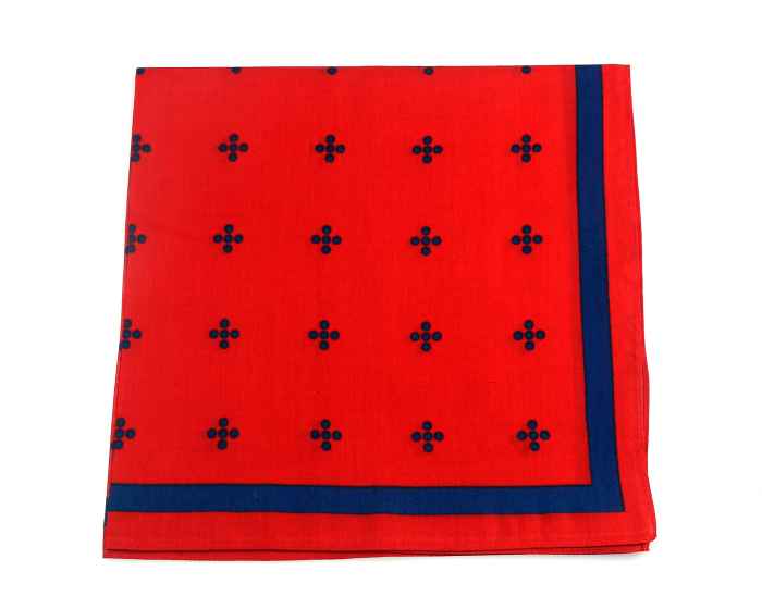 Giant 21 inch / 53 cm Blue Hankie Bandana with red dots design
